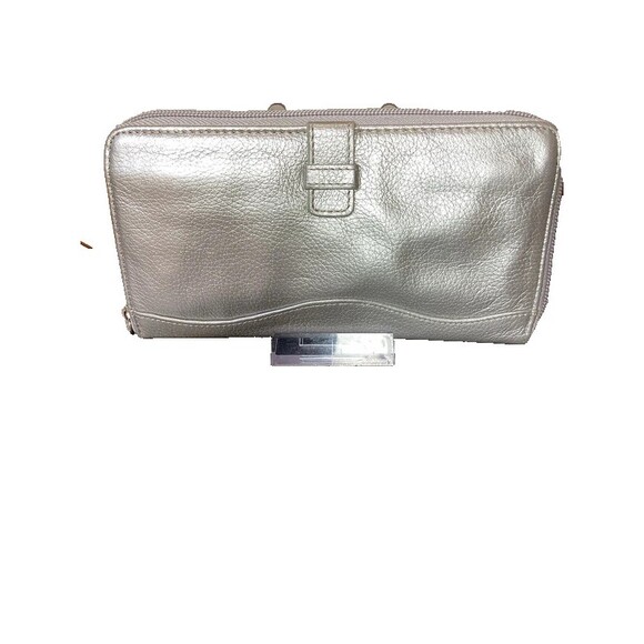 Tignanello Handbags - Tignanello Silver Leather Long Zip Around Wallet with Key Ring